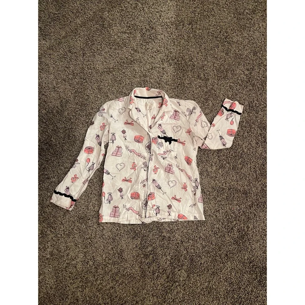 Victorias Secret Girly Glam Fashion Paris Pajama Flannel Top Loungewear Sleepwea